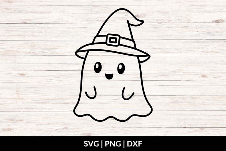Ghost with Wizard Hat SVG, Halloween Ghost SVG