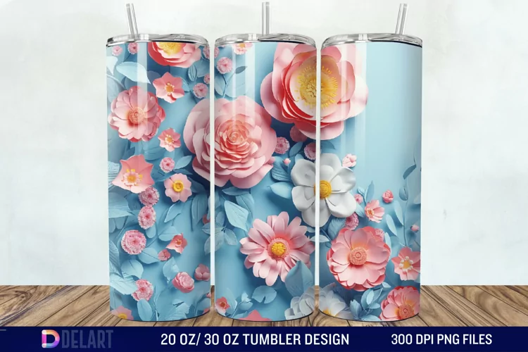 3D Floral Tumbler Wrap
