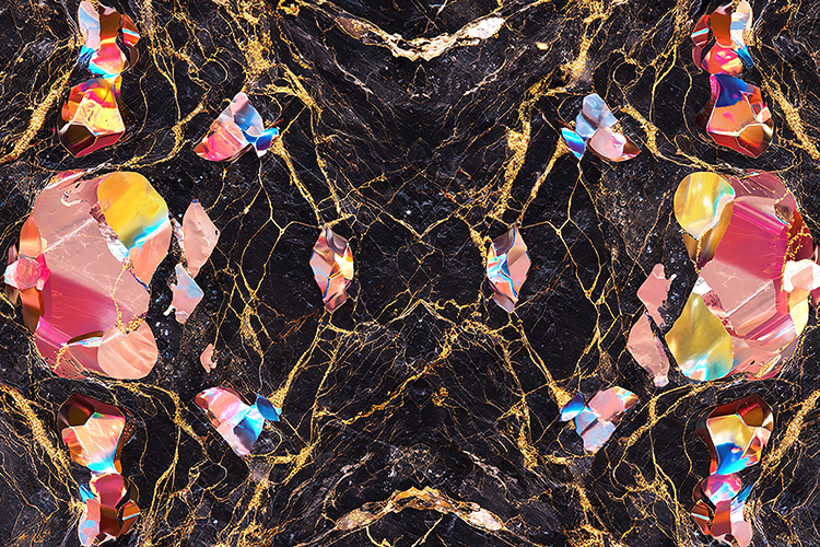 Black Marble Gold Veins   Iridescent Gemstone Texture