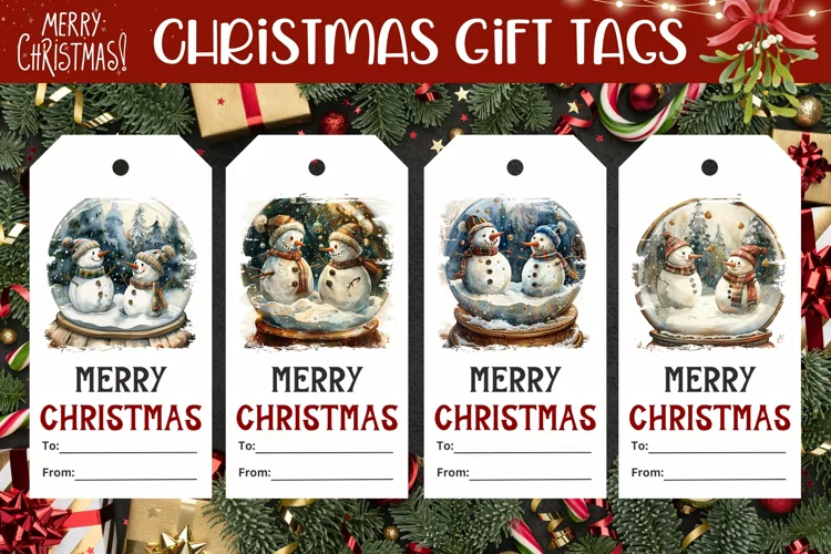 Watercolor Snowman Gift Tags, Winter Gift Tag Printable