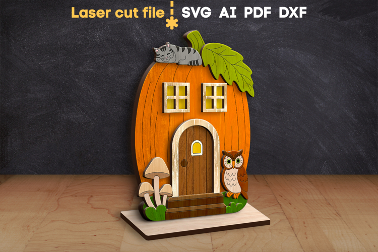 Pumpkin House SVG laser cut files for Glowforge