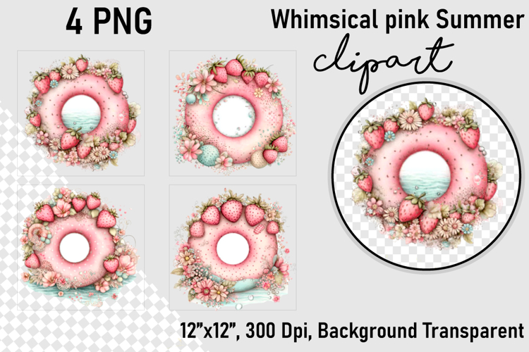Whimsical pink Summer clipart PNG, Summer clipart