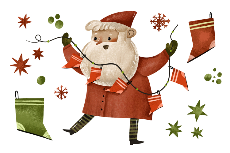Cute Santa Claus Illustration for Christmas Card Cartoon