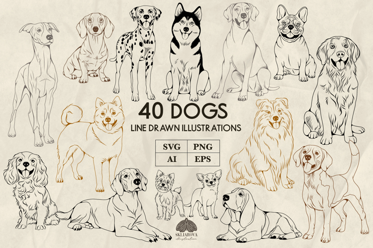 Dogs line art collection Svg Png Eps