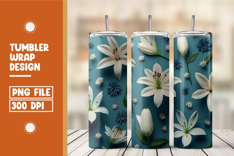 3d flower pattern tumbler wrap sublimation