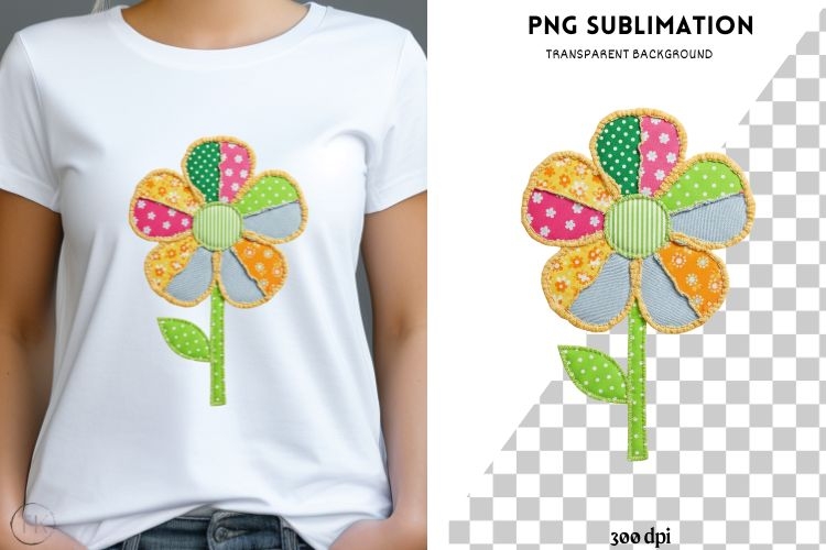 Patchwork flower png design for T-shirts