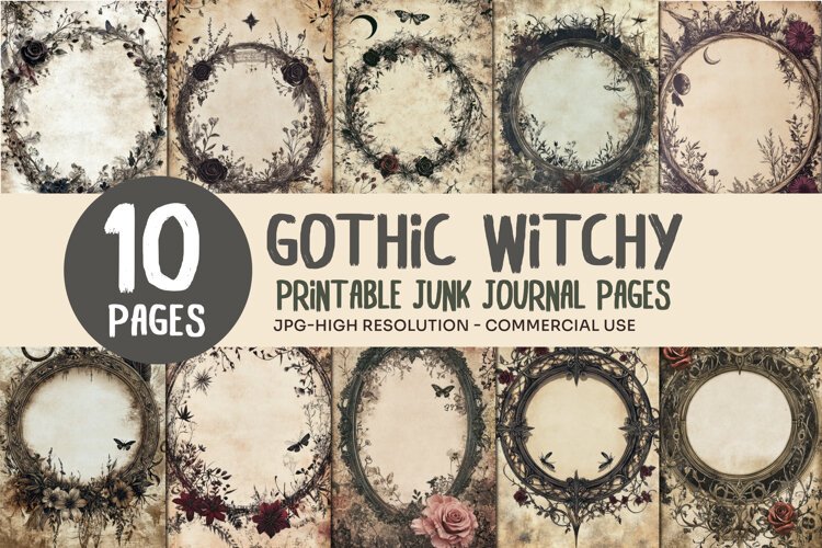 Gothic Floral Junk Journal Pages example image 1