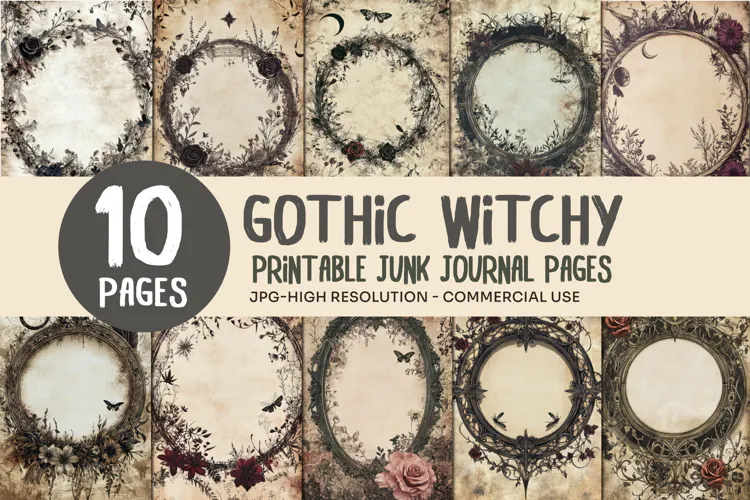 Gothic Floral Junk Journal Pages