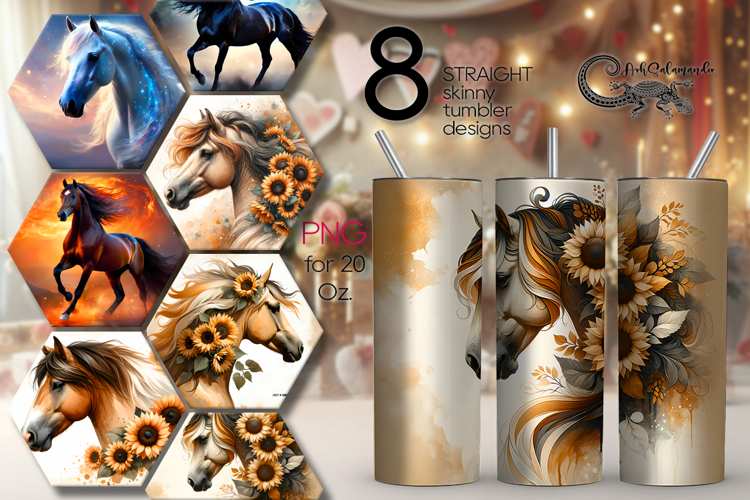 Horses | 8 skinny tumbler Sublimation designs