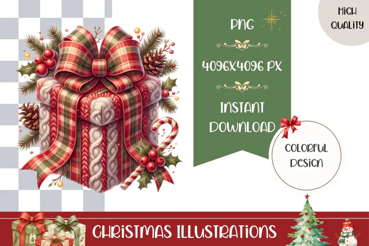 Christmas Present Illustration, Cartoon Christmas Bow PNG