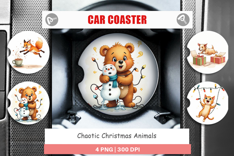Car Coaster Chaotic Christmas Animals