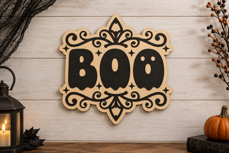 Halloween Boo Sign Laser Cut SVG