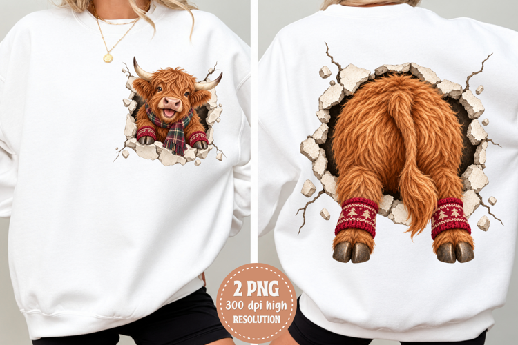 Christmas Reindeer Front Back PNG