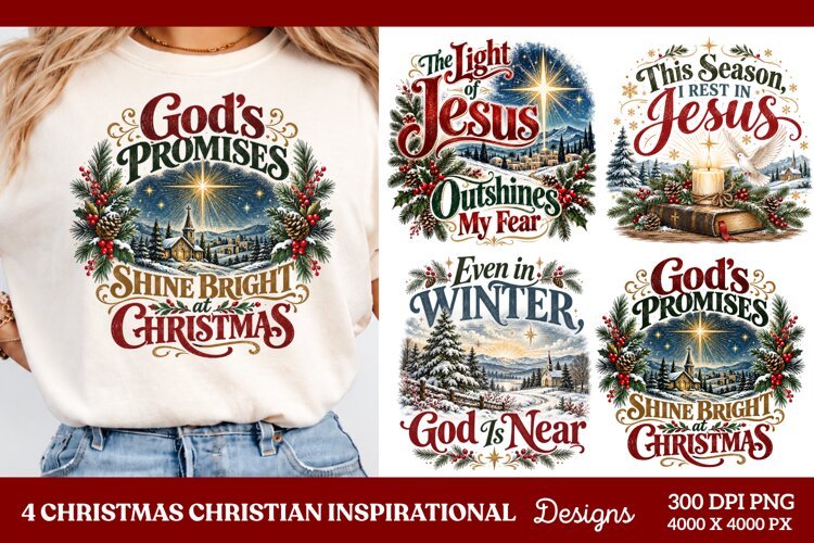 4 Christian Christmas PNG Designs, 4 Christian Inspirational example image 1