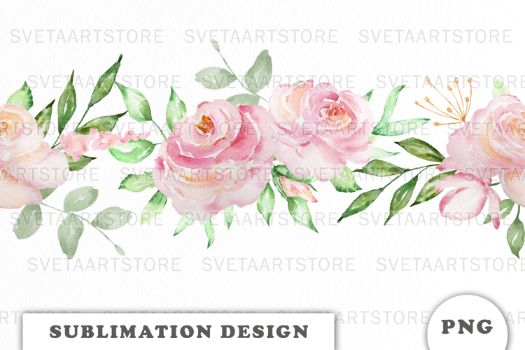 Watercolor Flowers Seamless Border png