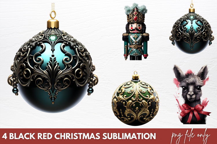 Black Red Christmas Sublimation PNG