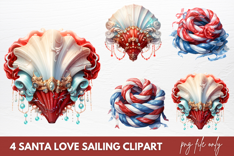 Santa Love Sailing Clipart, Christmas Santa Png