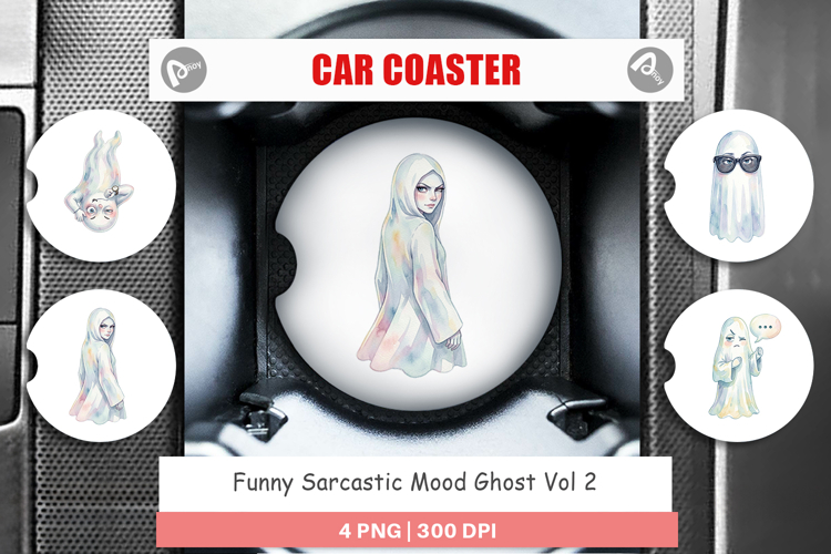 Funny Sarcastic Mood Ghost Car Coaster