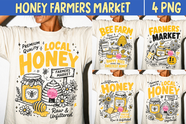 Honey Farmers Market PNG, Local Bee Farm Wildflower Honey