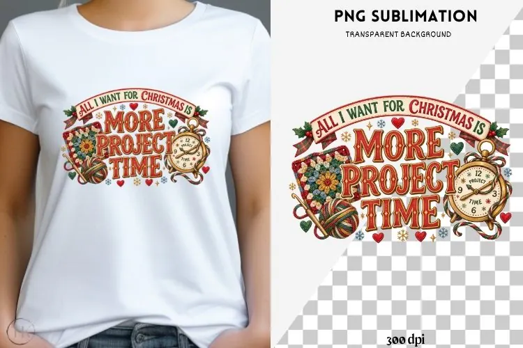 Christmas crochet png design for T-shirts