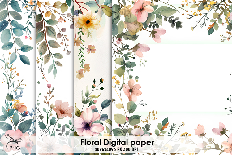 Floral digital paper, background clipart