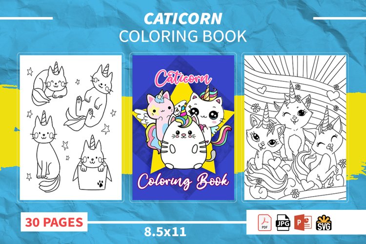 Caticorn Coloring Book (1988670) Printables Design Bundles