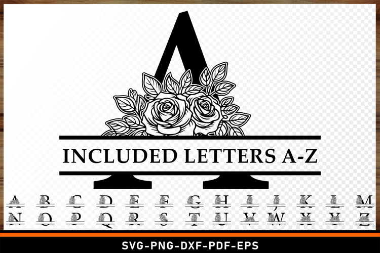 Floral Monogram Split Letters SVG