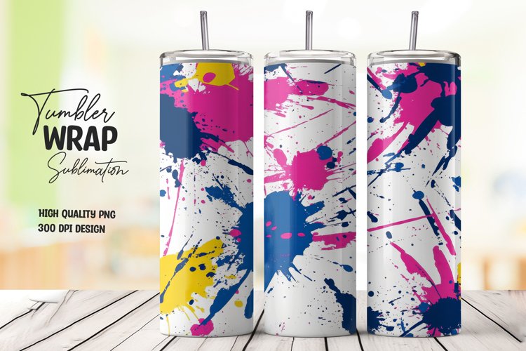 Colorful abstract splashes tumbler wrap sublimation design