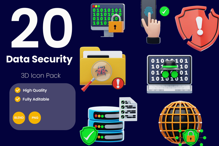 Data Security 3D Icon Pack