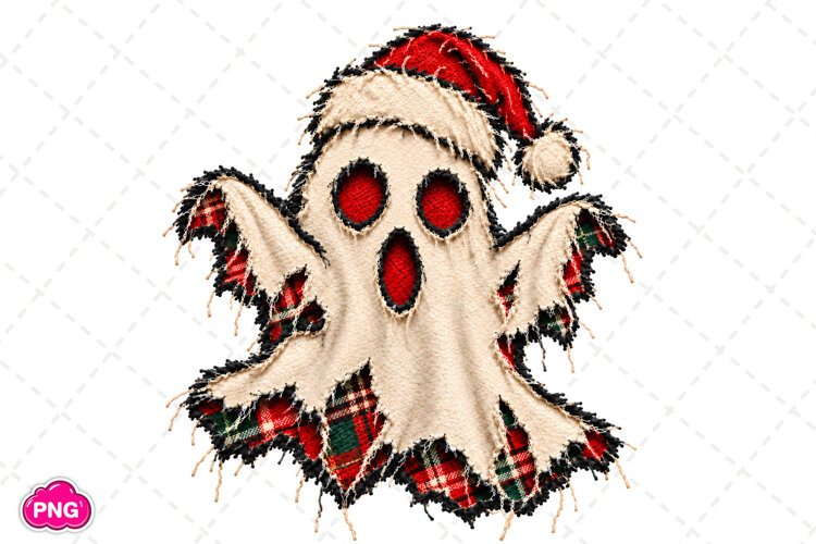 Patchwork Ghost Christmas PNG, Funny Christmas PNG, Ghost example image 1