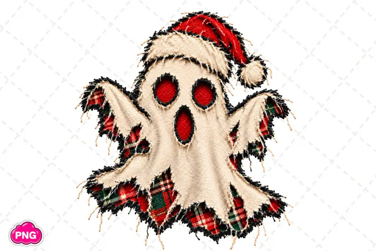 Patchwork Ghost Christmas PNG, Funny Christmas PNG, Ghost