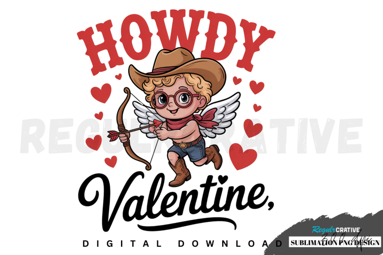 Howdy Valentine PNG, Cupid Valentines Sublimation PNG