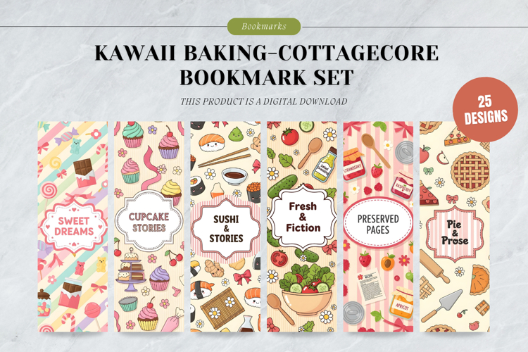 Kawaii Baking Cottagecore Bookmark Set,Cute Pastry & Kitchen