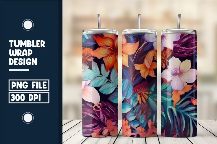 Colorful Flowers tumbler warp design