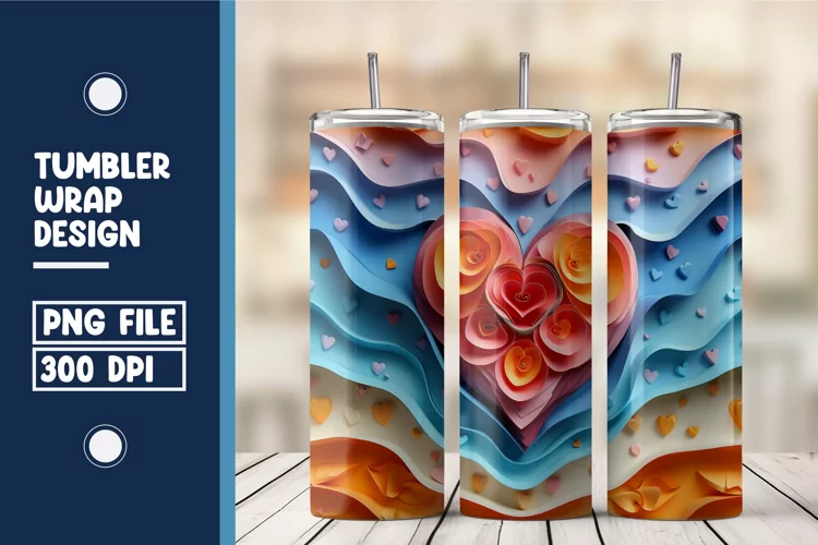 Heart Tumbler Wrap Design