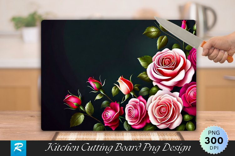 Flowers Cutting Board Sublimation Design example image 1