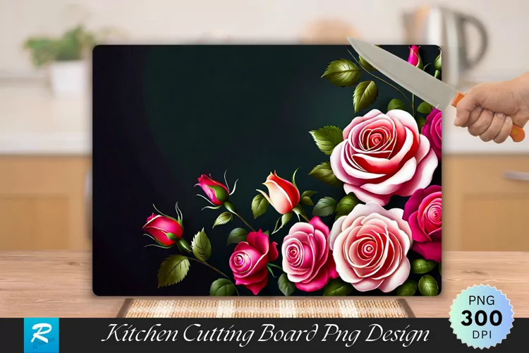 Flowers Cutting Board Sublimation Design