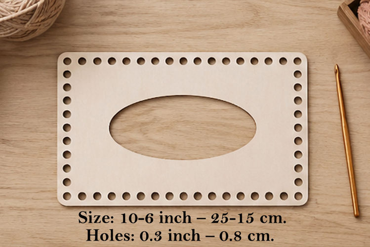 Rectangle tissue box base cover file laser cut for wicker