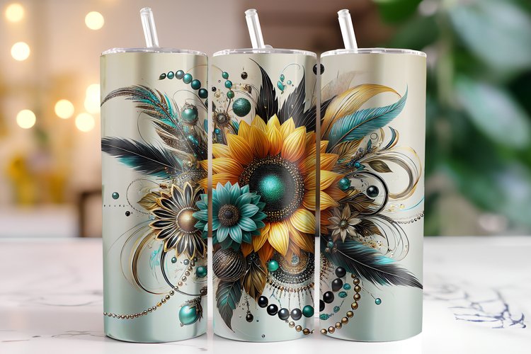 Sunflower Tumbler Wrap | Sublimation | Tumblers example image 1