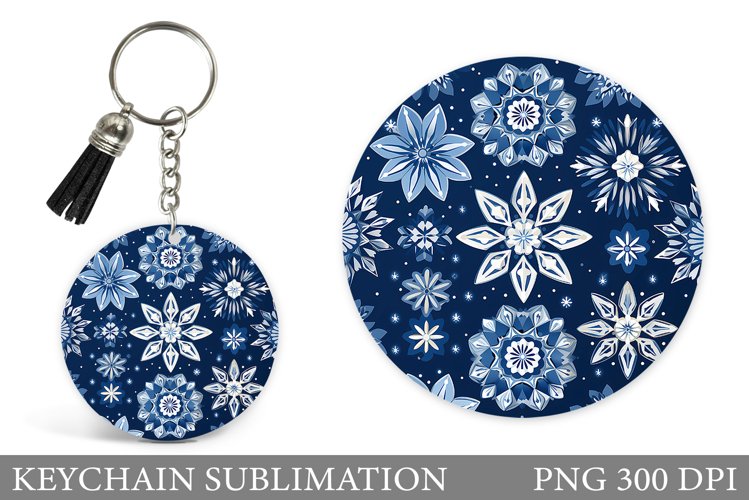 Snowflakes Keychain. Winter Keychain Sublimation