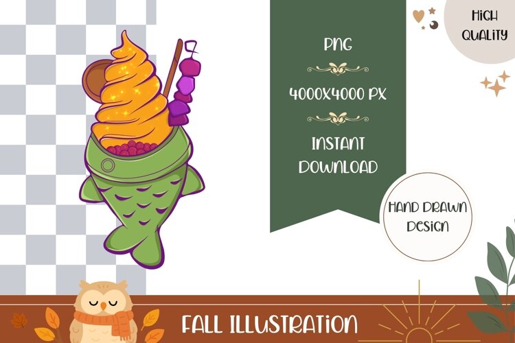 Hand Drawn Fall Illustration, Cartoon Fall Sweets PNG example image 1