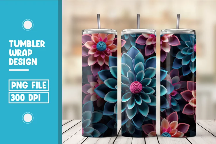 3d flower tumbler wrap sublimation