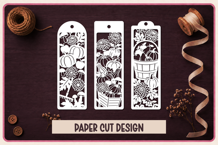 3 Autumn Paper Cut Bookmarks SVG