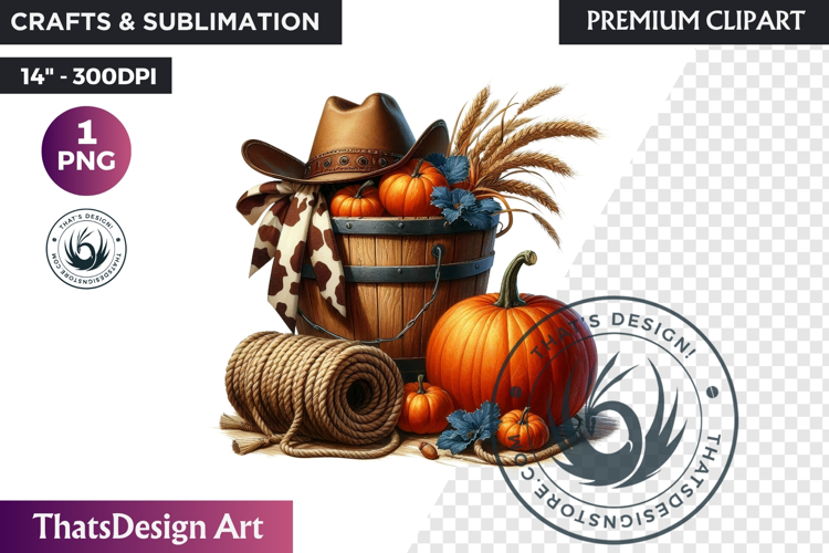 Western Coquette Pumpkin Autumn PNG, Cowgirl Fall clipart