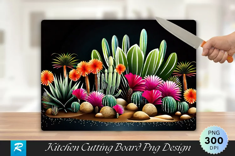 Desert Garden Cutting Board Sublimation Design