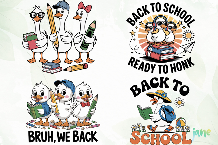 Back To School Goose Sublimation Clipart