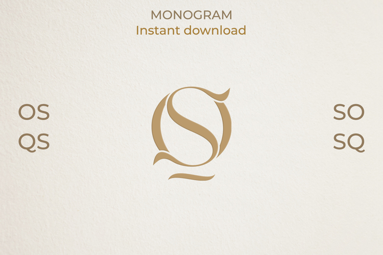 OS SO SQ QS Wedding Monogram Logo | Elegant Initials Vector