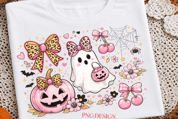 pink halloween,coquette bow png,ghost png,pumpkin png
