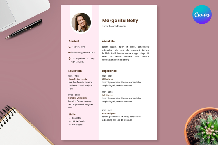 17 Soft Pink Resume CV - Canva