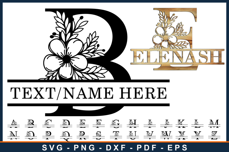 Monogram Alphabet Font Split Letters SVG Laser Cut Files